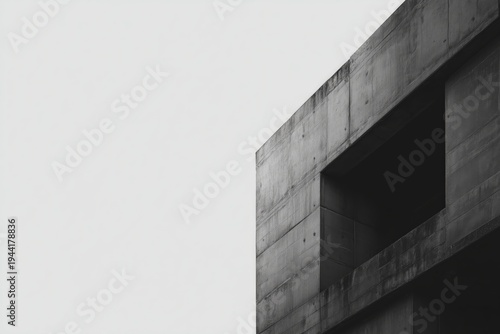 Brutalist concrete architecture with dramatic shadows and minimalist composition