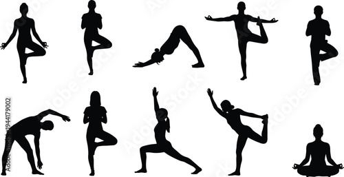 Yoga poses silhouette collection