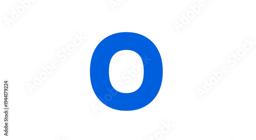 A vibrant blue letter O stands out against a clean white background creating a bold and simple visual statement.