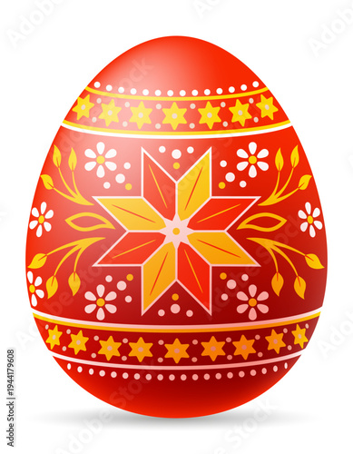 ukrainian easter egg pysanka with traditional folk ornament vector illustration isolated on white background