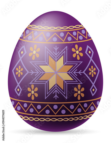 ukrainian easter egg pysanka with traditional folk ornament vector illustration isolated on white background