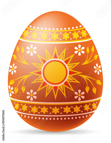 ukrainian easter egg pysanka with traditional folk ornament vector illustration isolated on white background