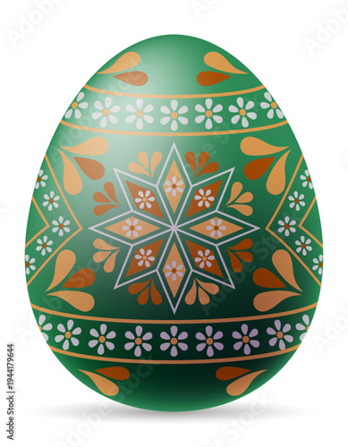 ukrainian easter egg pysanka with traditional folk ornament vector illustration isolated on white background