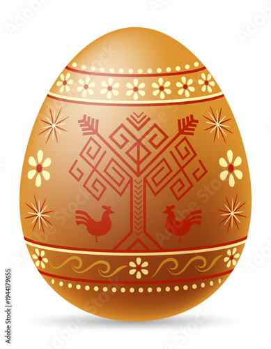ukrainian easter egg pysanka with traditional folk ornament vector illustration isolated on white background