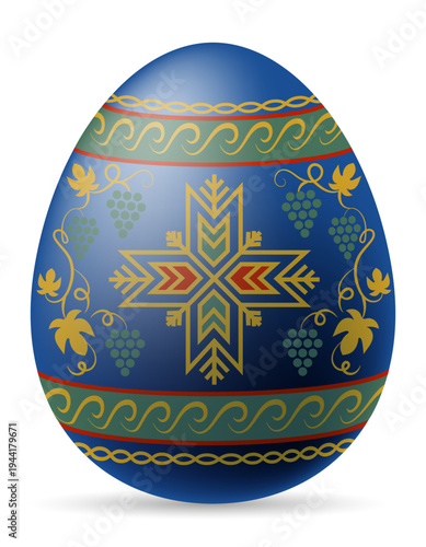 ukrainian easter egg pysanka with traditional folk ornament vector illustration isolated on white background