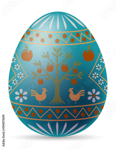 ukrainian easter egg pysanka with traditional folk ornament vector illustration isolated on white background