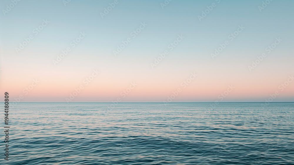 Fototapeta premium Calm Ocean Horizon Minimal Seascape Blue Water and Sky Serenity Background
