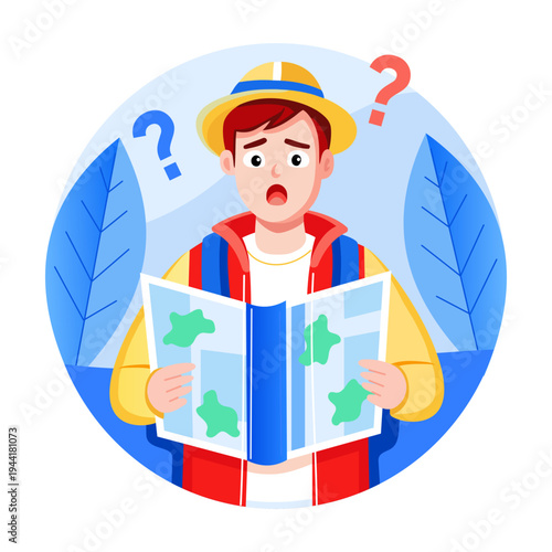 A flat style illustration showing confused