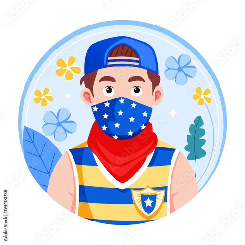 A flat style illustration depicting bandana