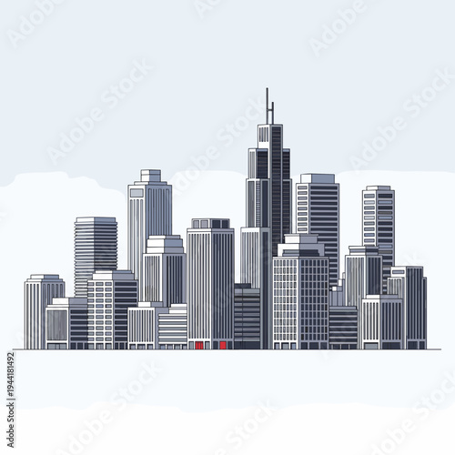 Modern City Skyline Skyscrapers Illustration.