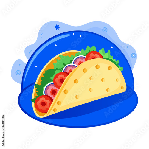 Flat style illustration depicting taco