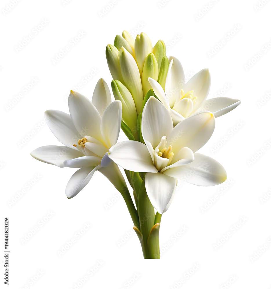 Obraz premium A beautiful bouquet of tuberose flowers in full bloom and buds