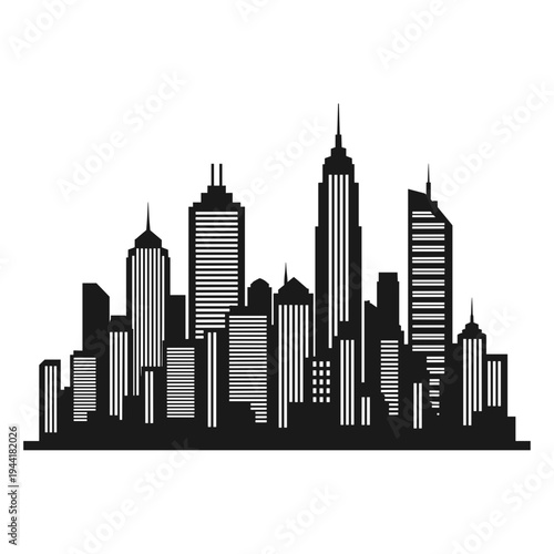 New York City Skyline Silhouette Illustration.