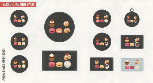 Sweet Delicacies and Pastries Vector Icons Collection for Culinary and Gastronomy Themes
