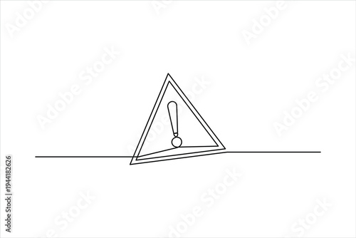 Danger sign continuous one line drawing of design isolated line art vector illustration