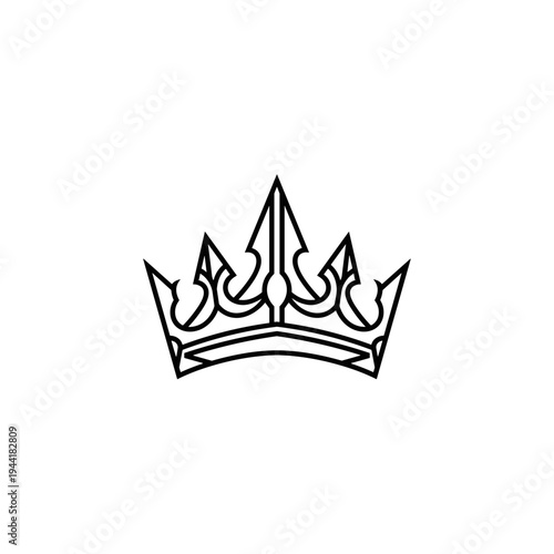 Simple Black Crown Icon Illustration.