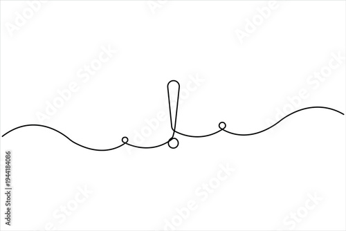 Danger sign continuous one line drawing of design isolated line art vector illustration