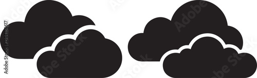 Cloud Icons Set, Weather Symbol, Simple Vector Graphic on White Background, Cloud, Icon, Weather, Graphic, Illustration, Vector, Group, Nature, Information, Design