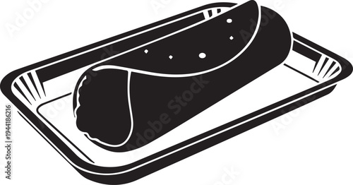 Burrito mexican food vector silhouette illustration, line art of traditional dish