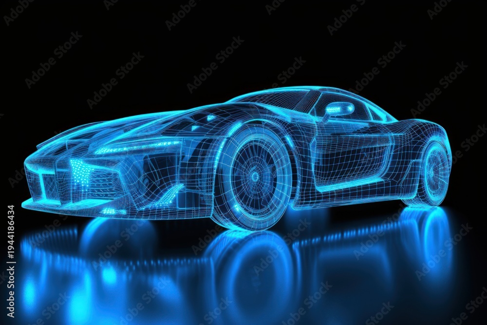 Naklejka premium Futuristic light line car.