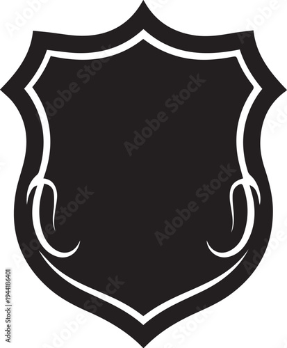Ornate shield vector silhouette illustration, emblem, crest, heraldic symbol, decorative