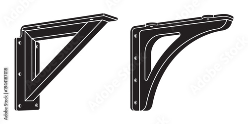 Shelf bracket vector illustration. metal construction for wall shelf