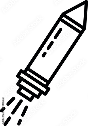 Black and white rocket with motion lines
