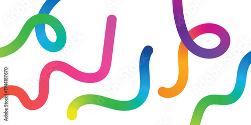 Vibrant multicolored squiggles on white background