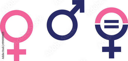 Gender equality icons set, male female symbols, diversity inclusion representation illustration collection design - flavector