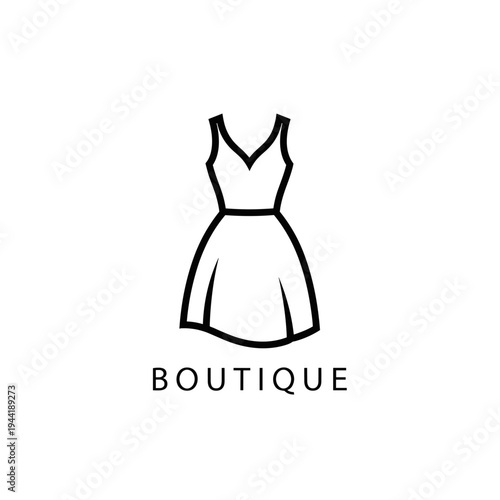 Simple Black Dress Illustration Boutique.