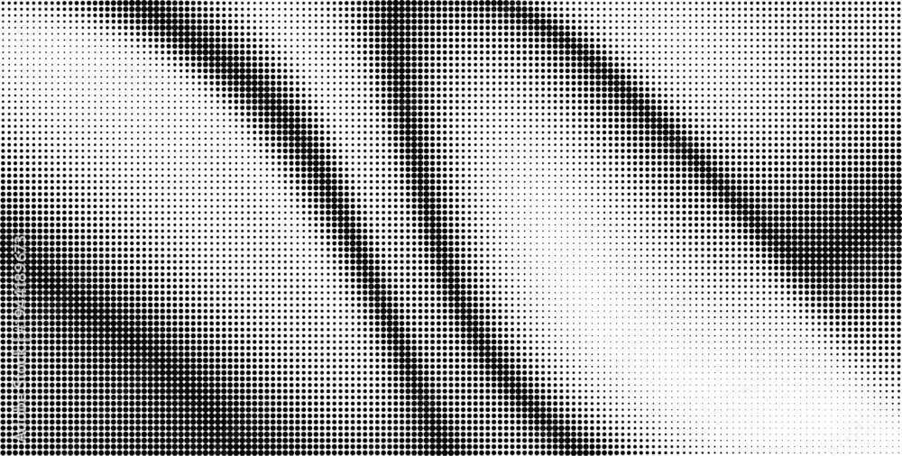 Fototapeta premium Halftone dots pattern wavy texture background. Vector halftone texture overlay abstract splattered background.