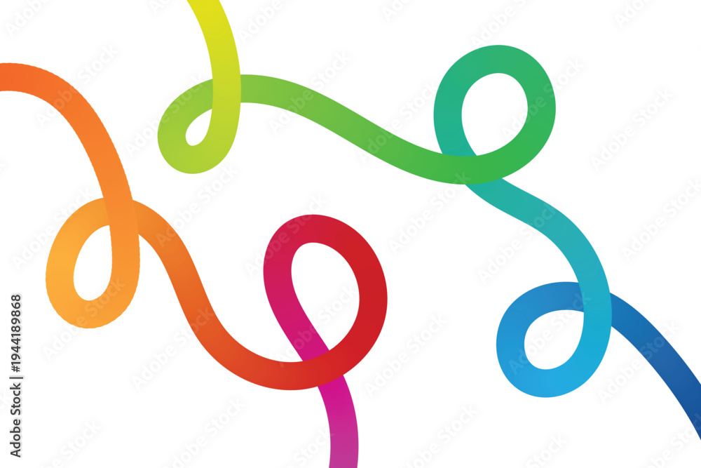 Obraz premium Vibrant rainbow colored squiggles on white background
