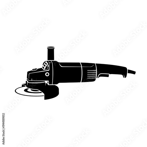 Silhouette of angle grinder tool in flat design vector illustration
