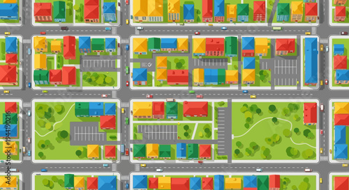 Colorful urban residential neighborhood map.