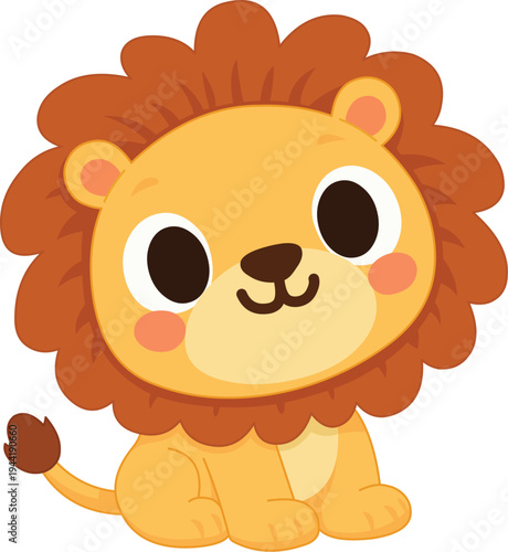 Cute Baby Lion Cartoon Character
