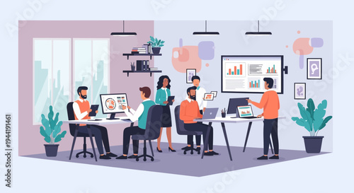 People working in office together.