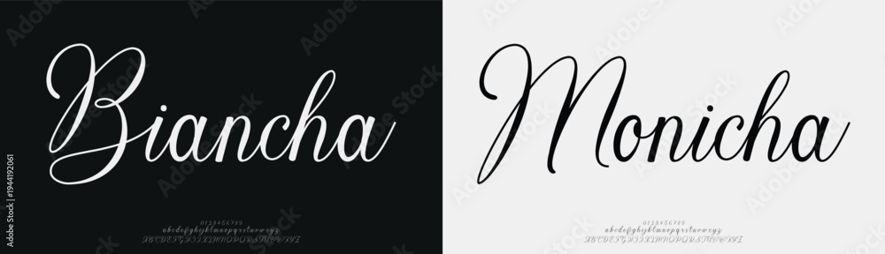 Φωτογραφία Biancha Monicha, Script minimal luxury font alphabet logo