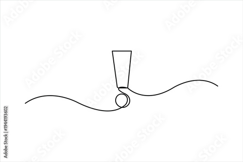 Danger sign continuous one line drawing of design isolated line art vector illustration