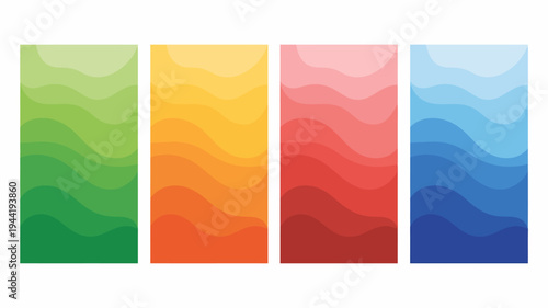 This image showcases four vertically oriented rectangles each filled with a gradient of color representing a different spectrum high quality professional detailed modern elegant stylish clean