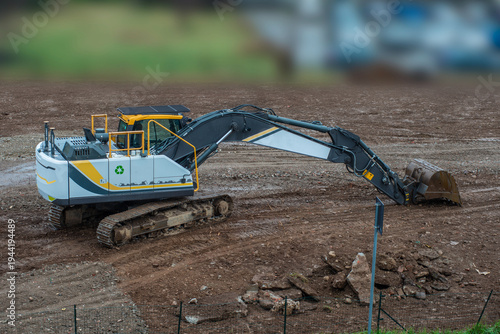 Powerful Crawler Excavator Working on Large Construction Site