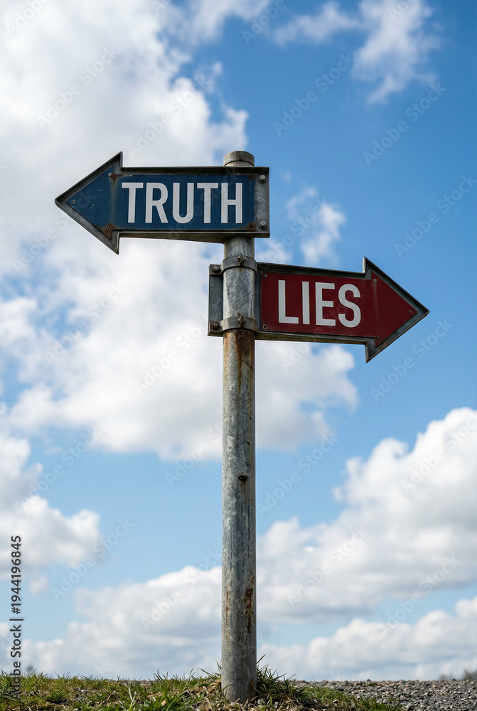 Fototapeta premium Truth vs Lies Directional Choice Concept