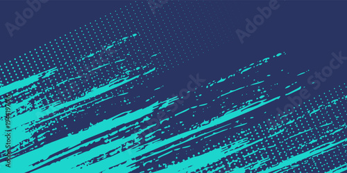 Minimalist abstract blue cyan grunge sport on dark blue navy background. Grunge brush beautiful color. Vector illustratio