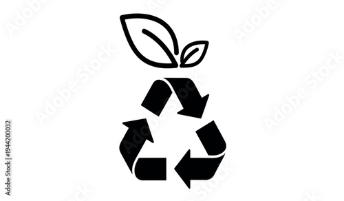 Recycling symbol with leaves for eco friendly practices and sustainability