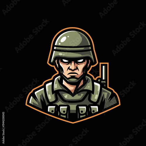 Intense Soldier Mascot Logo Design.