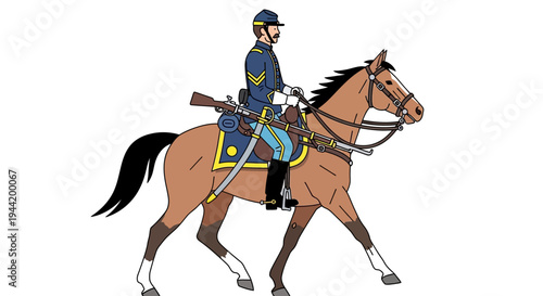 American Civil War cavalry soldier illustration on horseback