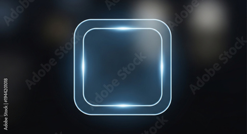 Glowing Square Frame with Neon Light Effect.