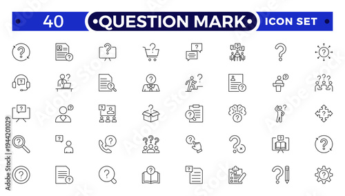 Question mark outline icon button in speech bubble. FAQ sign, customer support and support sign or ask and help signs. Frequently Ask Question.