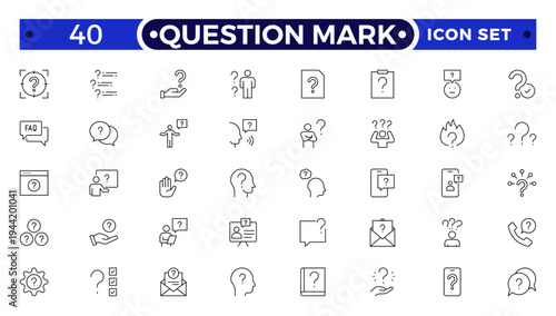 Question mark outline icon button in speech bubble. FAQ sign, customer support and support sign or ask and help signs. Frequently Ask Question.