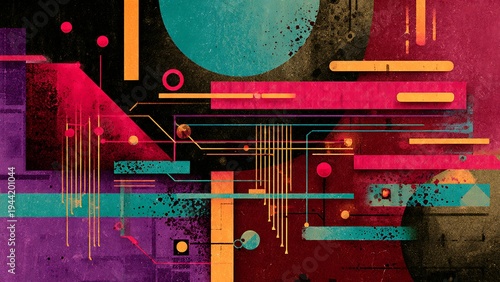 Abstract Brutalist Textures With Vibrant Colors and Geometric Shapes in Contrast