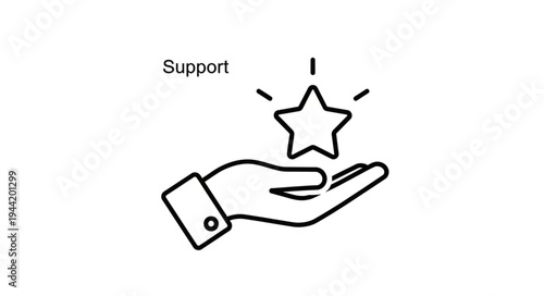 Hand holding a star representing support and success.